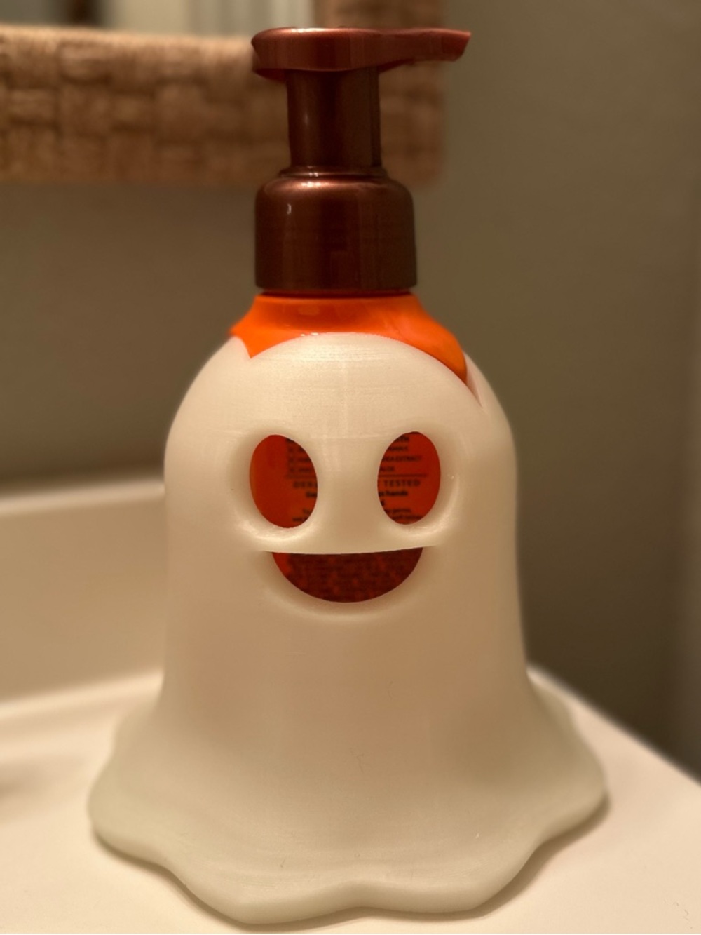 BLUE Glow-in-the-Dark Ghost Foaming Soap Holder for Bath & Body Works Bottles - Picture 3 of 6
